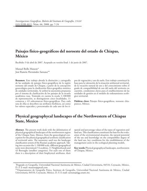 Paisajes físico-geográficos del noroeste del ... - E-journal - UNAM