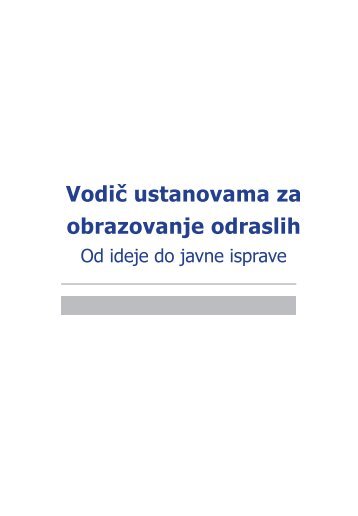 Vodič ustanovama za obrazovanje odraslih - ASOO