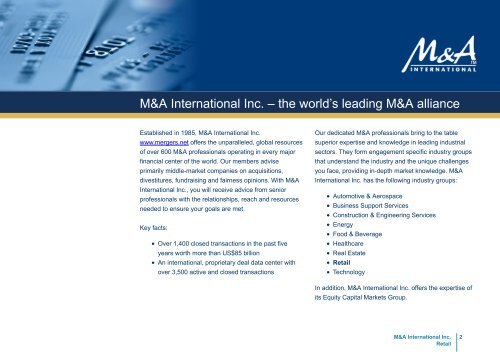 M&A International Inc.: Retail Deal Book - Angermann M&A ...