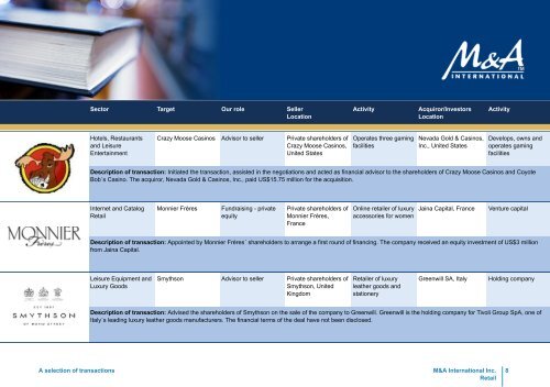 M&A International Inc.: Retail Deal Book - Angermann M&A ...