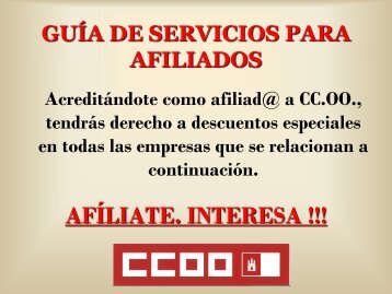 Guía de servicios para afiliados y afiliadas a CCOO