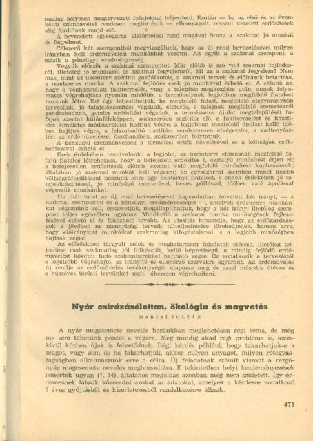 Nyár csírázásélettan, ökológia és magvetés - Erdészeti Lapok