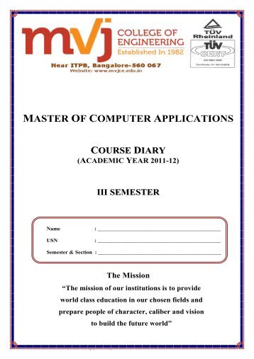 III Semester Course diary 2011-12 - MVJ College of Engineering