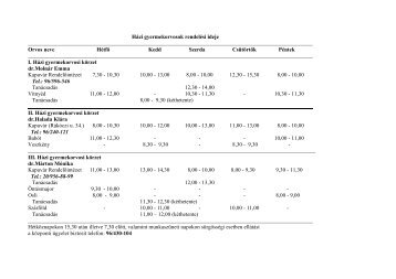 Házi gyermekorvosok rendelési ideje - Kapuvár