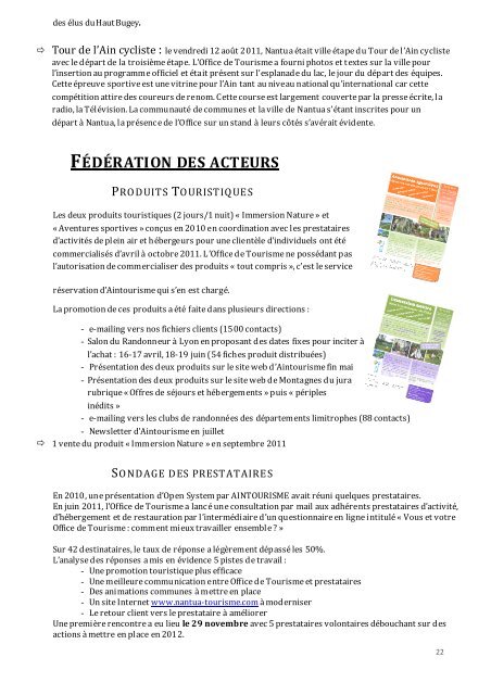 RAPPORT AG 2011 - Office de Tourisme du Pays de Nantua