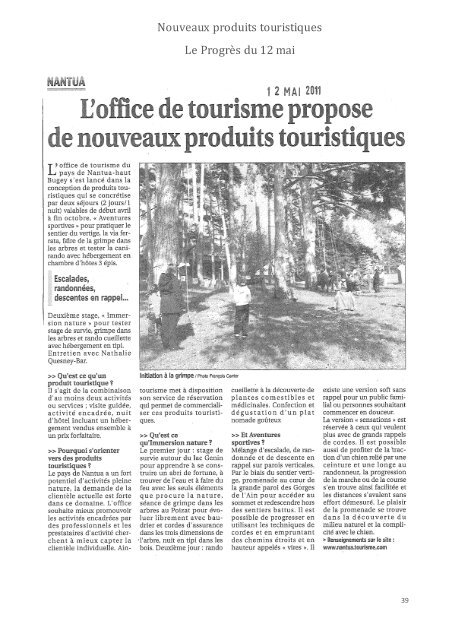 RAPPORT AG 2011 - Office de Tourisme du Pays de Nantua