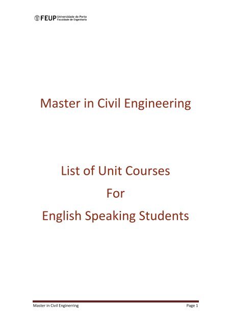 MASTER IN CIVIL ENGINEERING - Faculdade de Engenharia da ...