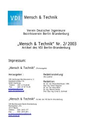 „Mensch & Technik“ Nr. 2/2003 - (VDI) Berlin-Brandenburg