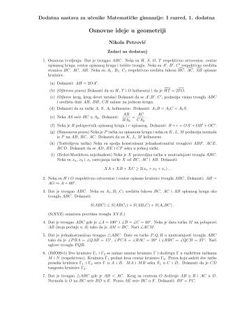 Osnovne ideje u geometriji - zadaci - IMOmath