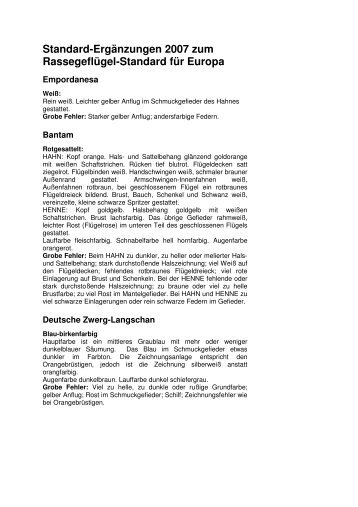 Standard-Ergänzungen 2007 zum Rassegeflügel-Standard ... - VDRP