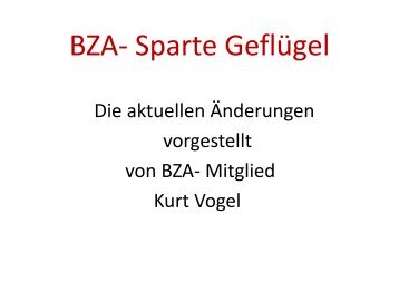 BZA Sparte Geflügel BZA- Sparte Geflügel - VDRP