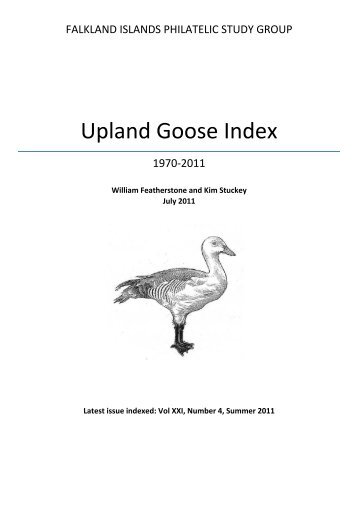 Upland Goose Index Falkland Islands Philatelic Study Group