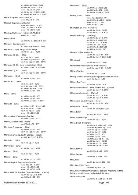 Upland Goose Index - Falkland Islands Philatelic Study Group