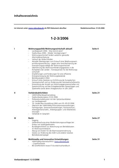 1-2-3/2006 - Verband der Wohnungswirtschaft Sachsen-Anhalt e.V.