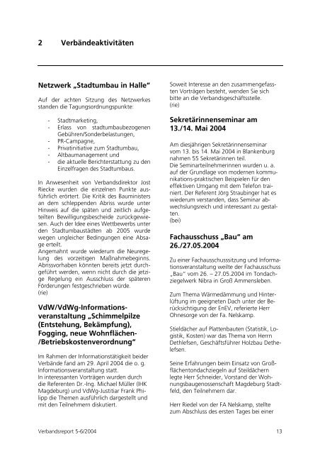 05-06/2004 - Verband der Wohnungswirtschaft Sachsen-Anhalt e.V.