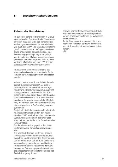 05-06/2004 - Verband der Wohnungswirtschaft Sachsen-Anhalt e.V.