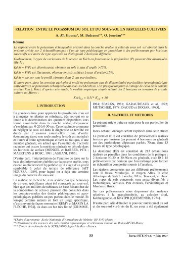 33 RELATION ENTRE LE POTASSIUM DU SOL ET DU ... - anafide