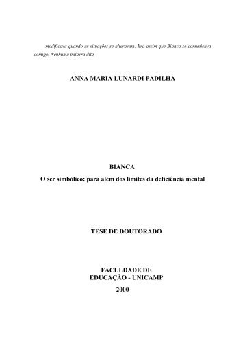 ANNA MARIA LUNARDI PADILHA BIANCA O ser simbólico: para ...