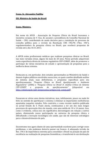 Exmo. Sr. Alexandre Padilha DD. Ministro da Saúde do Brasil Exmo ...