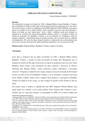 A BRIGADA MILITAR E O GOLPE DE 1964. Gisélia ... - Feevale