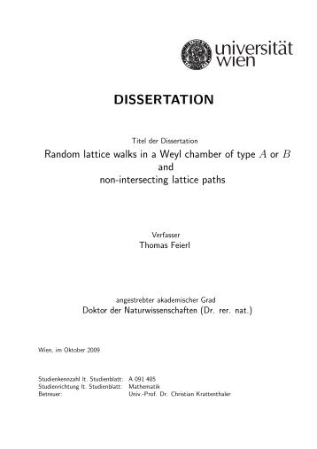 DISSERTATION - an der Fakultät für Mathematik! - Universität Wien