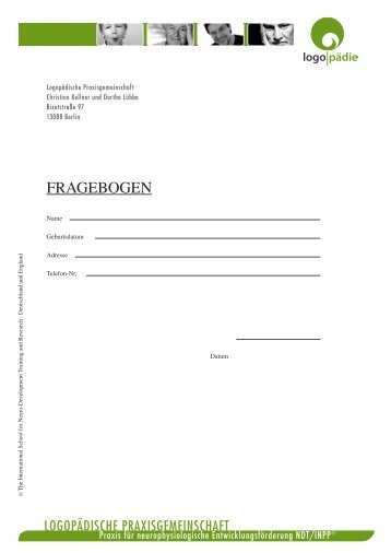 FRAGEBOGEN - Logopädische Praxisgemeinschaft NDT/INPP