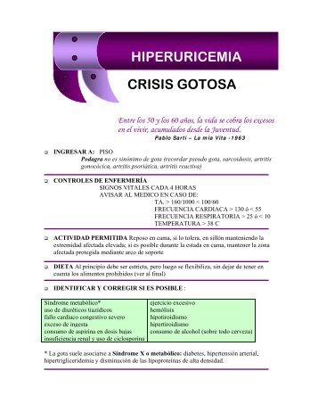 HIPERURICEMIA CRISIS GOTOSA - La Página del Médico