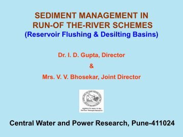 sediment management in run-of the-river schemes - Sedinet