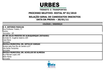 Clique aqui para ver a lista geral em ordem alfabética e os ... - Urbes