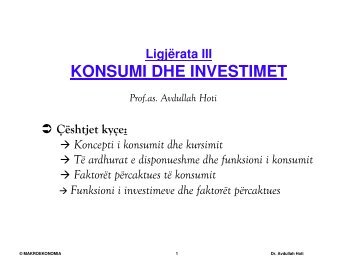 Ligjërata III KONSUMI DHE INVESTIMET - VALMIR NUREDINI