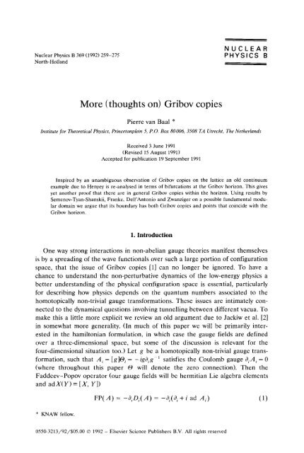 Nuclear Physics B 369 (1992) - CiteSeerX