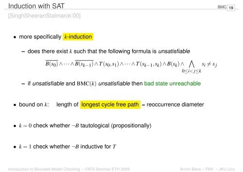 Introduction to Bounded Model Checking Armin Biere FATS Seminar