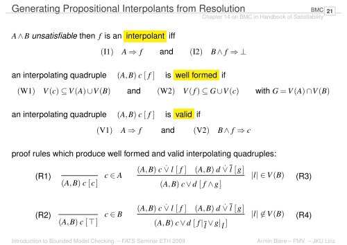 Introduction to Bounded Model Checking Armin Biere FATS Seminar