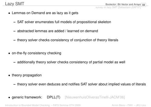 Introduction to Bounded Model Checking Armin Biere FATS Seminar