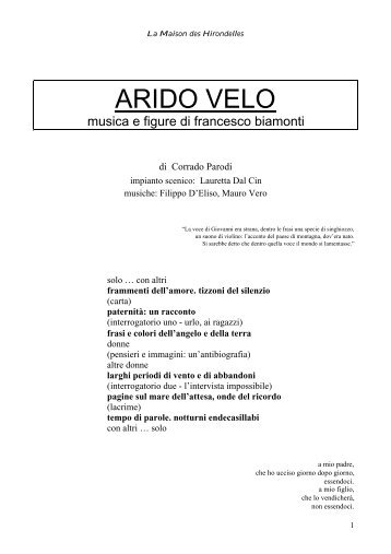 ARIDO VELO - Francesco Biamonti