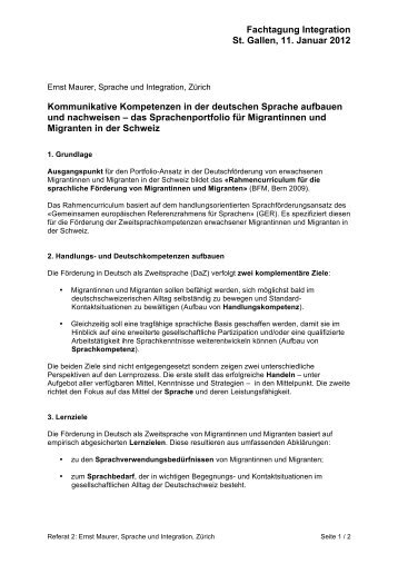 Zusammenfassung Referat Ernst Maurer (57 kB, PDF) - Integration