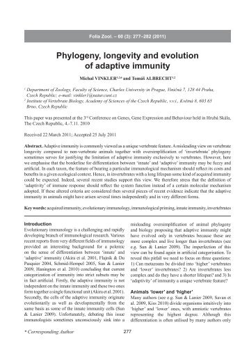 Phylogeny, longevity and evolution of adaptive immunity