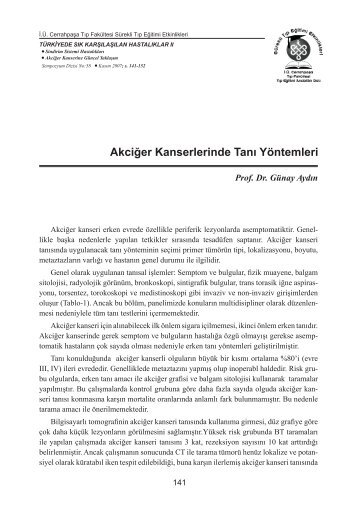 Akciğer Kanserlerinde Tanı Yöntemleri - Cerrahpaşa Tıp Fakültesi