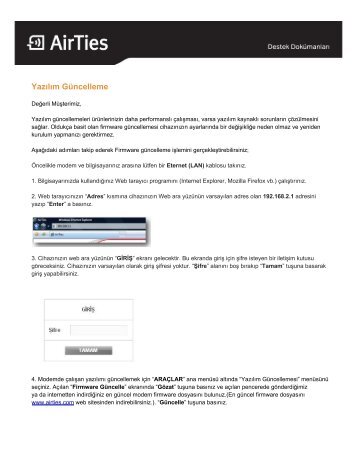 Firmware Güncelleme - AirTies Kablosuz İletişim