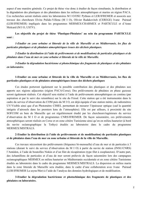 Apports, dégradation et impacts en milieu littoral PACA des ... - Cerege