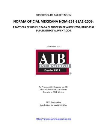 NORMA OFICIAL MEXICANA NOM-251-SSA1 ... - AIB International