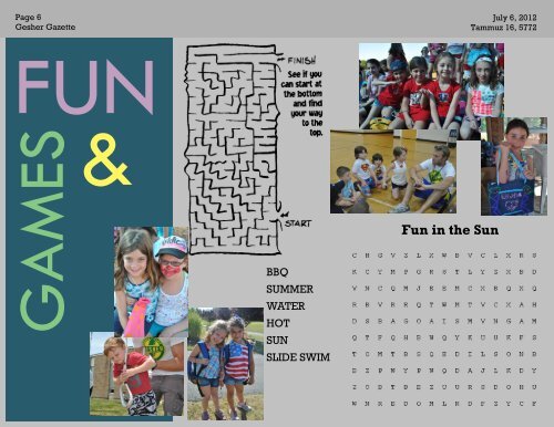 Volume 11 - Issue 2 - July 6, 2012 - Gesher Summer Camp