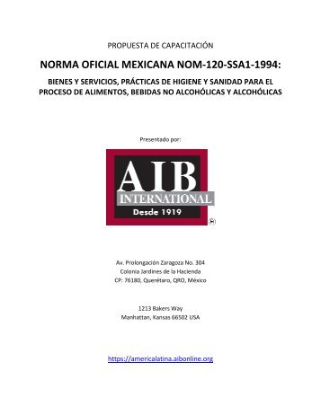 NORMA OFICIAL MEXICANA NOM-120-SSA1-1994: