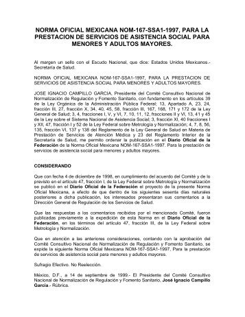 norma oficial mexicana nom-167-ssa1-1997, para la prestacion de ...
