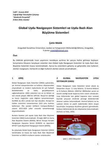 Global Uydu Navigasyon Sistemleri ve Uydu Bazlı Alan Büyütme ...