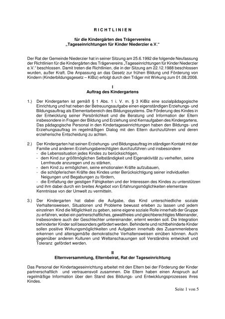 1. Richtlinien Kindergärten - Gemeinde Niederzier