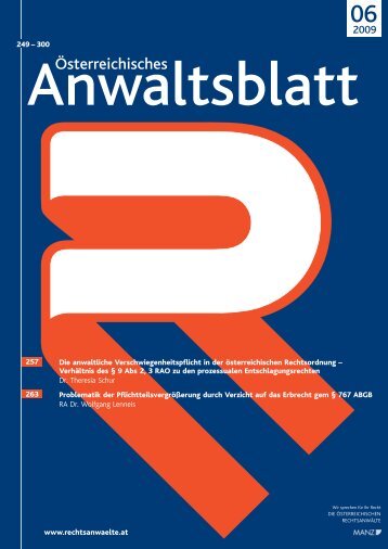 Anwaltsblatt 2009/06 - Österreichischer Rechtsanwaltskammertag