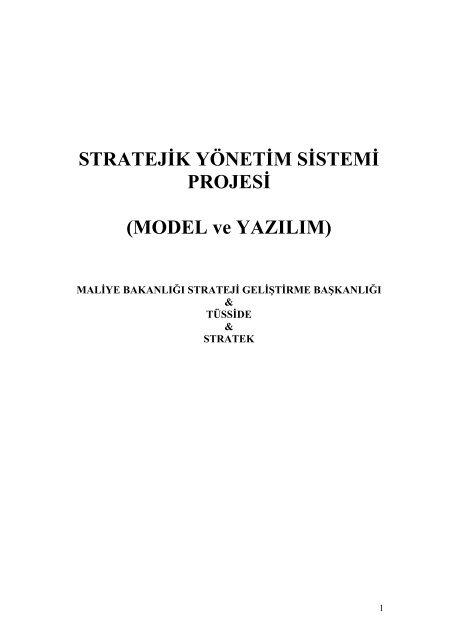 STRATEJİK YÖNETİM SİSTEMİ PROJESİ (MODEL ve ... - SGB Portal