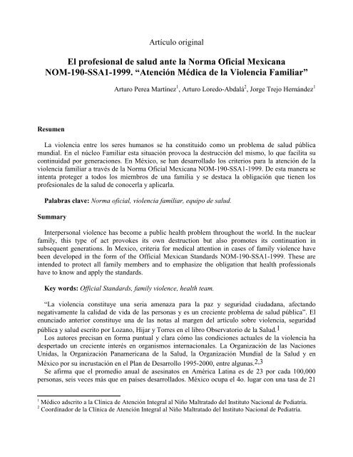 El profesional de salud ante la Norma Oficial Mexicana NOM-190 ...