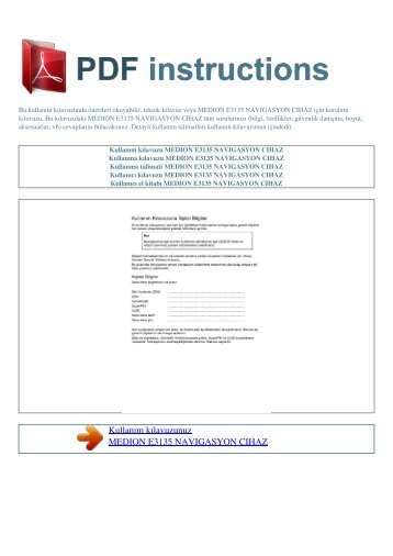 Kullanım kılavuzu MEDION E3135 NAVIGASYON CIHAZ - PDF ...